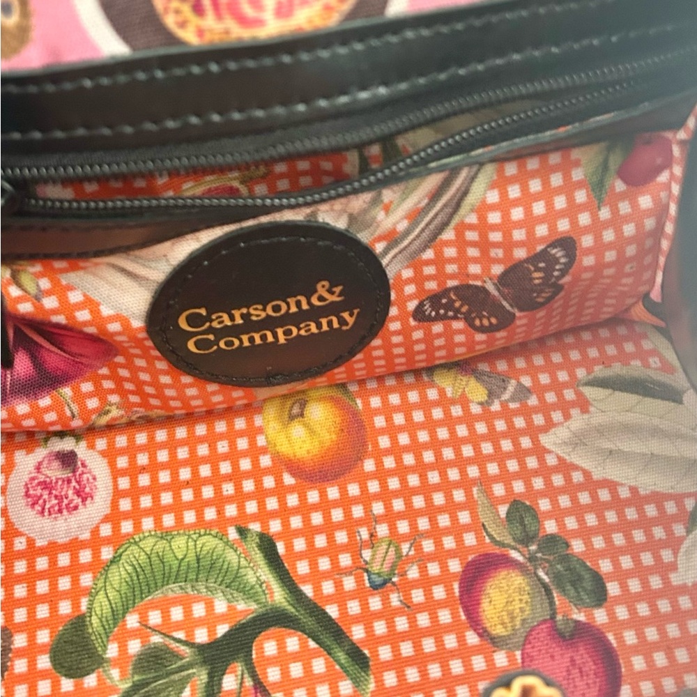 RARE Carson & Company Orange Checkered Vegetable Print Doctors Bag Handbag - Picture 8 of 9
